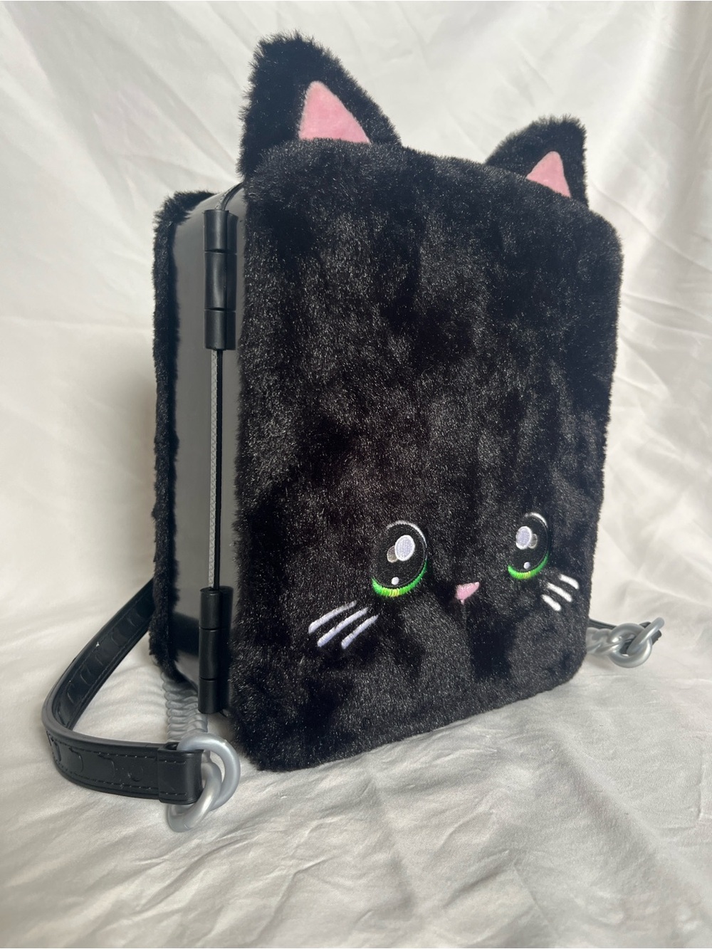 Plush Black Cat Kids Crossbody Bag